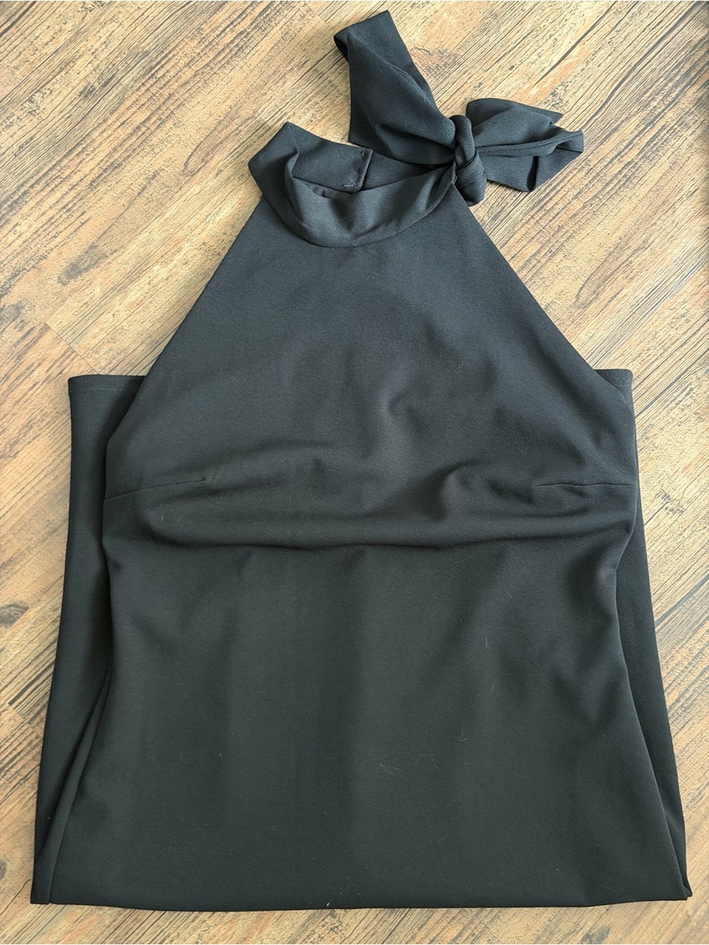 New York & Company Black Stretch Top with Halter Tie